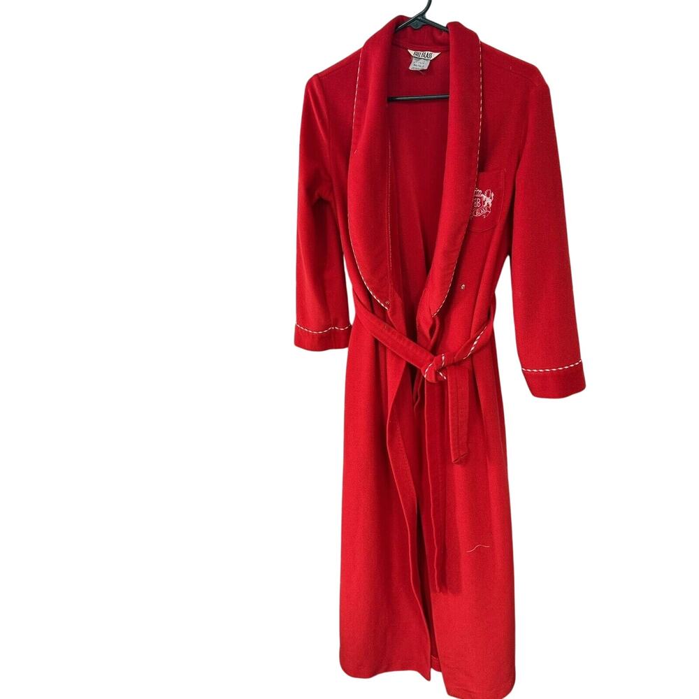 Vintage Bill Blass Red Robe/Matching Belt Candy Stripe Accent Pockets READ SIZE